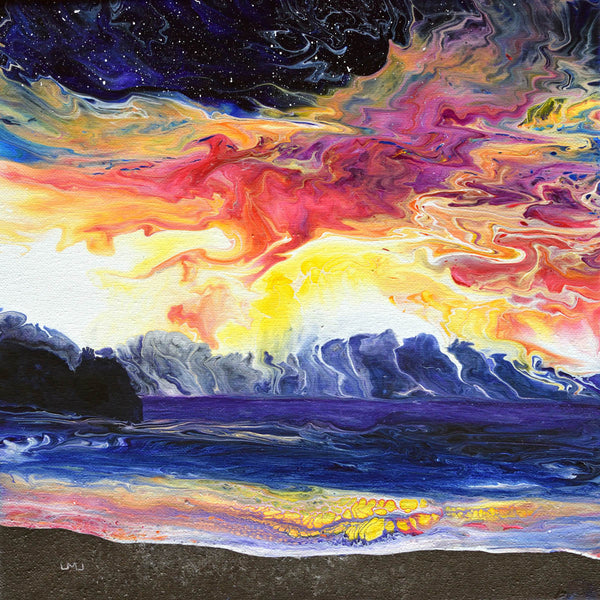 Sunset Phoenix Cloud Over the Sea Original Painting Laura Milnor Iverson