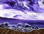 Ocean Waves in Lavender Twilight Original Painting Laura Milnor Iverson Seascape Pour