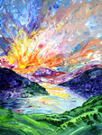 Ullswater Lake at Sunset Original Painting Laura Milnor Iverson Cumbria Landscape