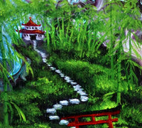 Melody of the Bamboo Sky Temple Original Painting Laura Milnor Iverson Official Site