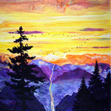 Owl by a Sunset Waterfall Original Painting Laura Milnor Iverson Official Site