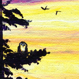Owl by a Sunset Waterfall Original Painting Laura Milnor Iverson Official Site