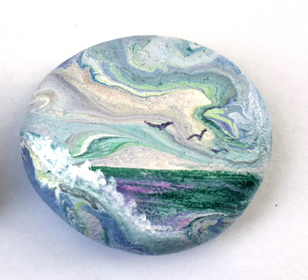 Seascape Painted Rock - Reserved for Becky