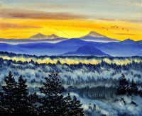 Morning over a Misty Valley Original Painting Laura Milnor Iverson Oregon Landscape
