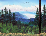 View into the Blue Distance Original Painting Bald Eagle Oregon Landscape