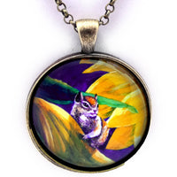 Chipmunk in Sunflowers Handmade Pendant Laura Milnor Iverson Official Site