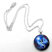 White Dragon In Midnight Blue Round Pendant Laura Milnor Iverson Official Site