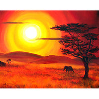 Elephant In A Bright Sunset Original Painting - Laura Milnor Iverson Official Site
