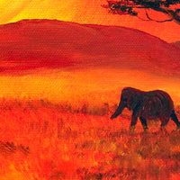 Elephant In A Bright Sunset Original Painting - Laura Milnor Iverson Official Site