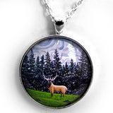 Elk Under Swirling Gray Clouds Pendant Laura Milnor Iverson Official Site