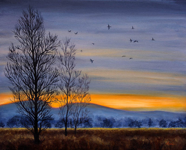 Winter Light over a Meadow Original Painting William L Finley Refuge Landscape