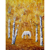 White Horse In Golden Woods Original Painting - Laura Milnor Iverson Official Site