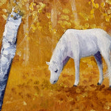 White Horse In Golden Woods Original Painting - Laura Milnor Iverson Official Site