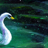 Swan In An Emerald Lake Original Painting - Laura Milnor Iverson Official Site