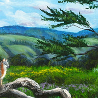 Gray Fox on Fallen Branch Original Painting - Laura Milnor Iverson Official Site