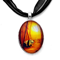 Panda in Sunset Bamboo Handmade Pendant Laura Milnor Iverson Official Site