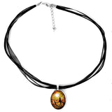 Black Cat and Full Moon Oval Pendant on Ribbon Necklace - Laura Milnor Iverson Official Site