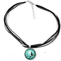 Black Cat in Teal Handmade Pendant - Laura Milnor Iverson Official Site
