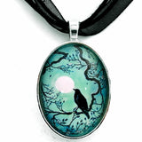 Raven in Teal Handmade Pendant Necklace Laura Milnor Iverson