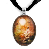 Quan Yin in a Lotus Pond Handmade Oval Pendant Laura Milnor Iverson Official Site