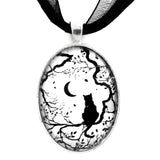 Black Cat and New Moon Silhouette Handmade Pendant - Laura Milnor Iverson Official Site