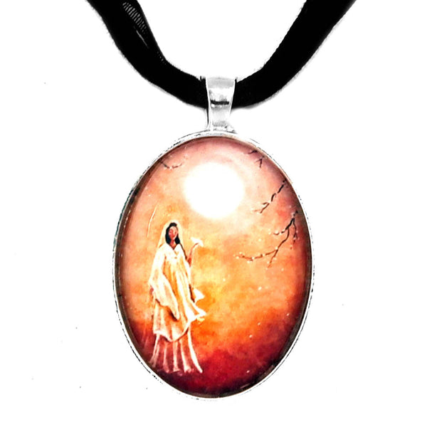 Quan Yin in Peach Blossoms Handmade Pendant Laura Milnor Iverson Official Site