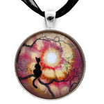 Black Cat in Tie Dye Sunset Handmade Pendant Laura Milnor Iverson Official Site