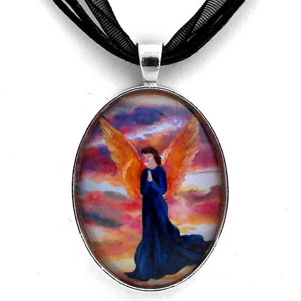 Sunset Angel with Bronze Wings Handmade Pendant Laura Milnor Iverson Official Site
