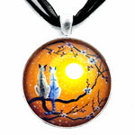 Siamese Cats Nestled in Golden Sakura Handmade Pendant Laura Milnor Iverson Official Site