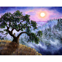 Luna in Mist and Fog Original Painting Horned Owl Landscape