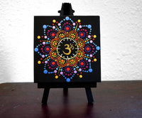 Aum Star Flower Mandala Original Mini Painting on Easel