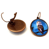 Barn Owl in Pine Tree Pierced Earrings - Laura Milnor Iverson Official Site