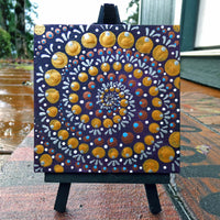 Spiral Dot Mandala Original Mini Painting on Easel