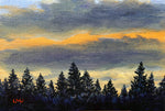 Pine Trees in Winter Light Original Mini Painting on Easel