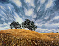 Sudden Storm in May Original Painting California Oak Tree Landscape