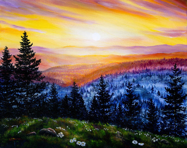 Sunset Over the Hills at Cape Perpetua Original Painting - SOLD