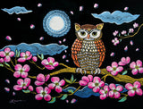 Owl in Dogwood Blossoms Original Painting - SOLD Prints Available