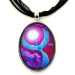 Turquoise Moon Phoenix Handmade Pendant - Laura Milnor Iverson Official Site