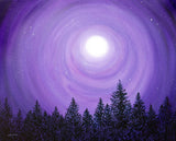 Pine Trees In Purple Moonlight Original Painting - SOLD - Prints Available