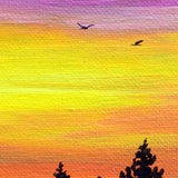 Pacific Northwest Sunset over Pine Trees Original Painting