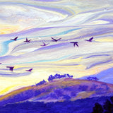 Geese Over Purple Mountains and Golden Wetlands Original Painting Laura Milnor Iverson