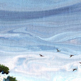 Geese Flying Through the Autumn Blue Sky Original Painting Laura Milnor Iverson