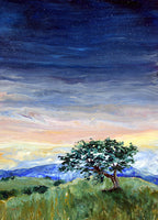 White Oak Tree in the Early Evening Original Painting Laura Milnor Iverson Summer Pour Painting Landscape Oregon