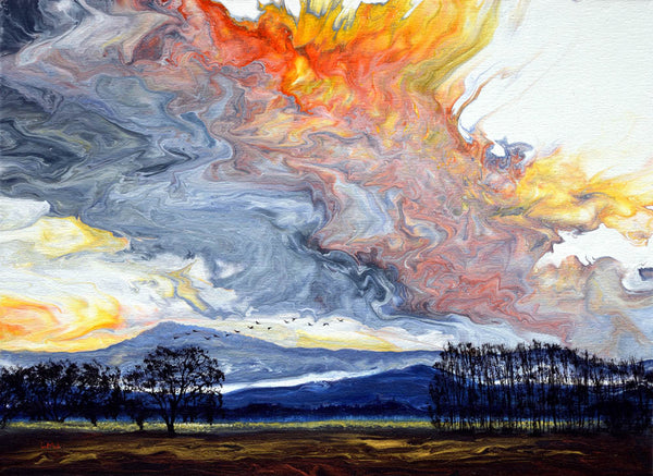 March Sunset Over Mary's Peak Original Painting  Corvallis Oregon Landscape