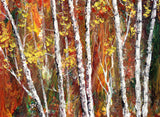 Welcome Autumn Original Pour Painting Birch Trees Landscape