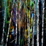 Birch Trees in a Mysterious Forest Original Painting - Laura Milnor Iverson Official Site
