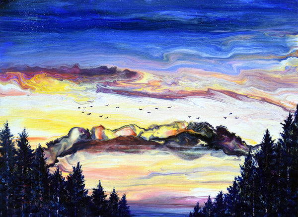 Dreaming of Crater Lake at Sunset Original Painting Oregon Landscape