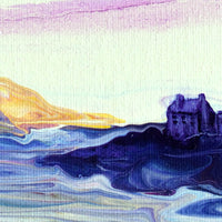 Sunset Over a Scottish Castle Original Painting Laura Milnor Iverson