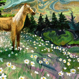 Palomino Horse in a Distant Land Original Painting Laura Milnor Iverson - SOLD - Prints Available