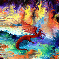 Fire and Ice Dragons Original Fantasy Pour Painting